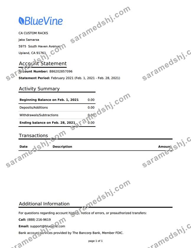 USA California Bluevine bank st word pdf